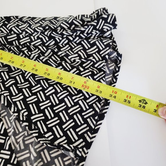 Laundry by Design Dress Wrap Geometric Retro Vintage Stretch Black White M - Picture 9 of 10